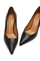 Women's Black Thin Heeled Leather Stiletto | Derimod