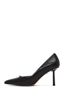 Women's Black Thin Heeled Leather Stiletto | Derimod
