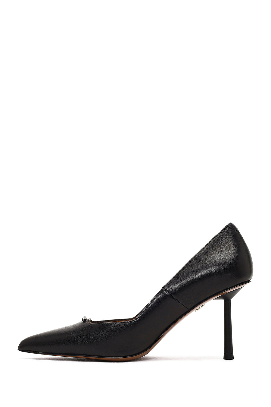 Women's Black Thin Heeled Leather Stiletto