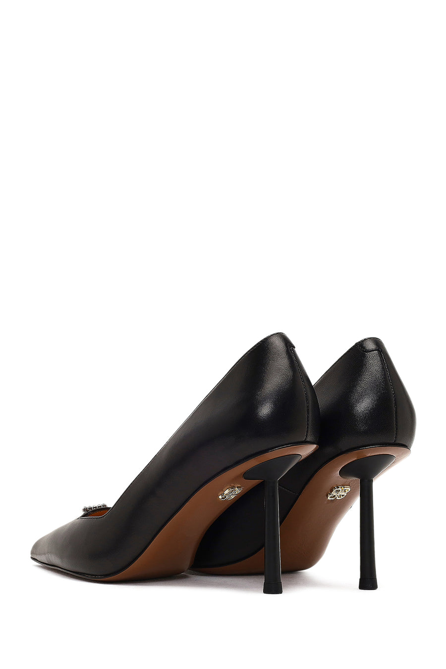 Women's Black Thin Heeled Leather Stiletto