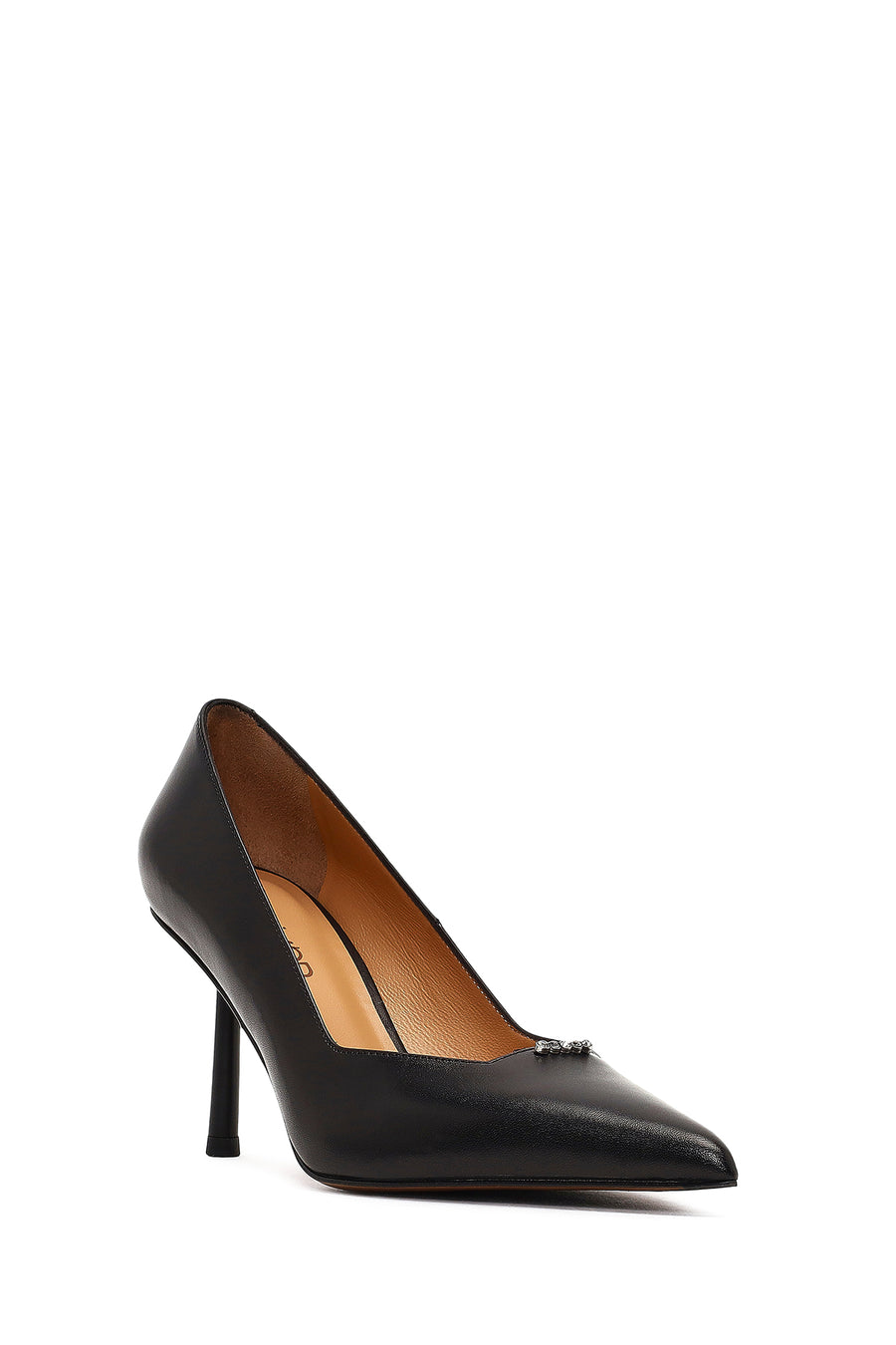 Women's Black Thin Heeled Leather Stiletto