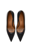 Women's Black Thin Heeled Leather Stiletto | Derimod