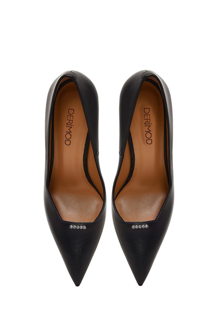 Women's Black Thin Heeled Leather Stiletto