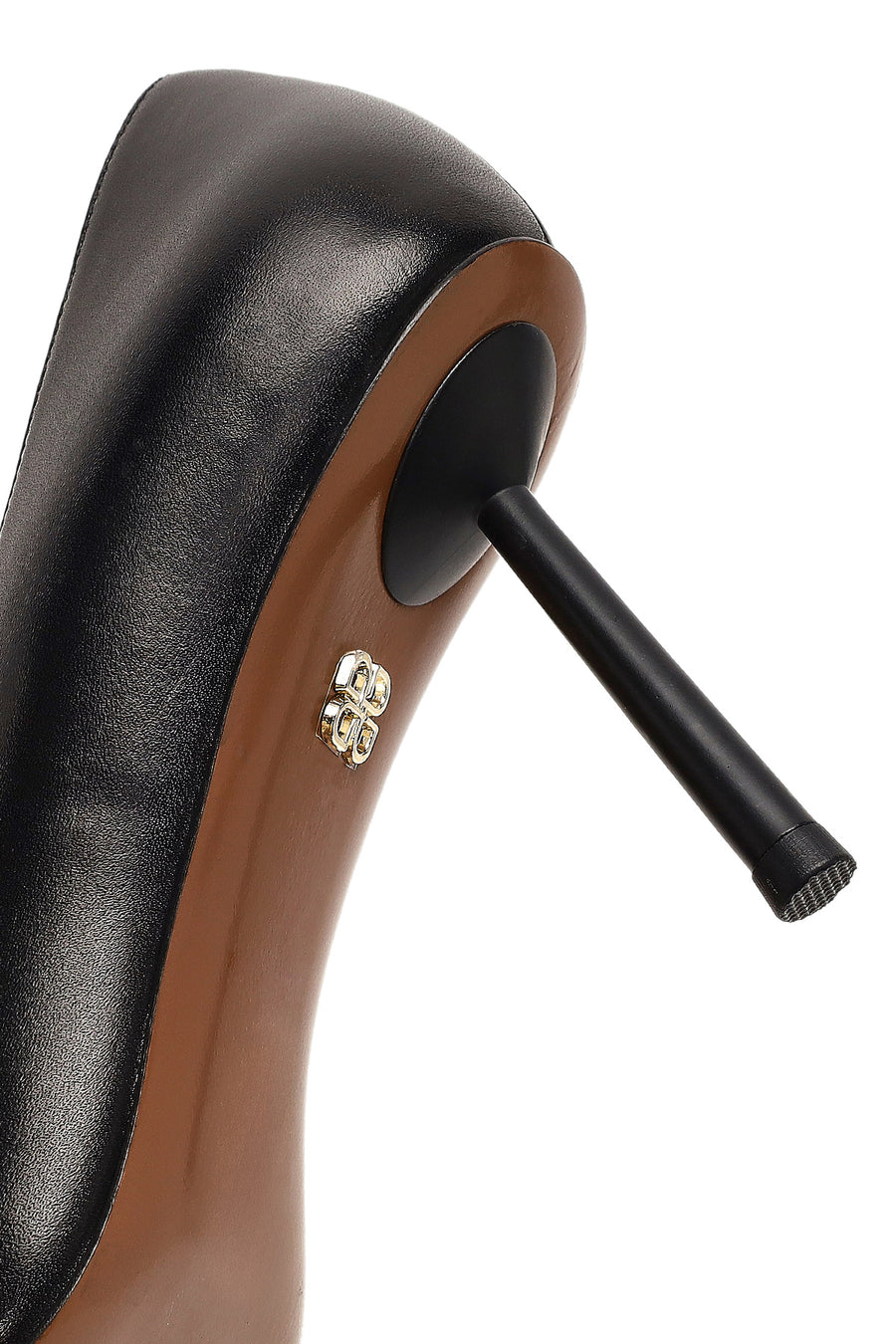 Women's Black Thin Heeled Leather Stiletto