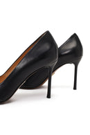 Women's Black Thin Heeled Leather Stiletto | Derimod