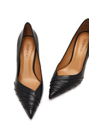 Women's Black Thin Heeled Leather Stiletto | Derimod