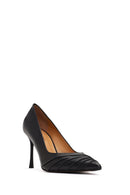 Women's Black Thin Heeled Leather Stiletto | Derimod