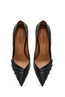 Women's Black Thin Heeled Leather Stiletto | Derimod