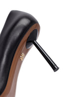 Women's Black Thin Heeled Leather Stiletto | Derimod