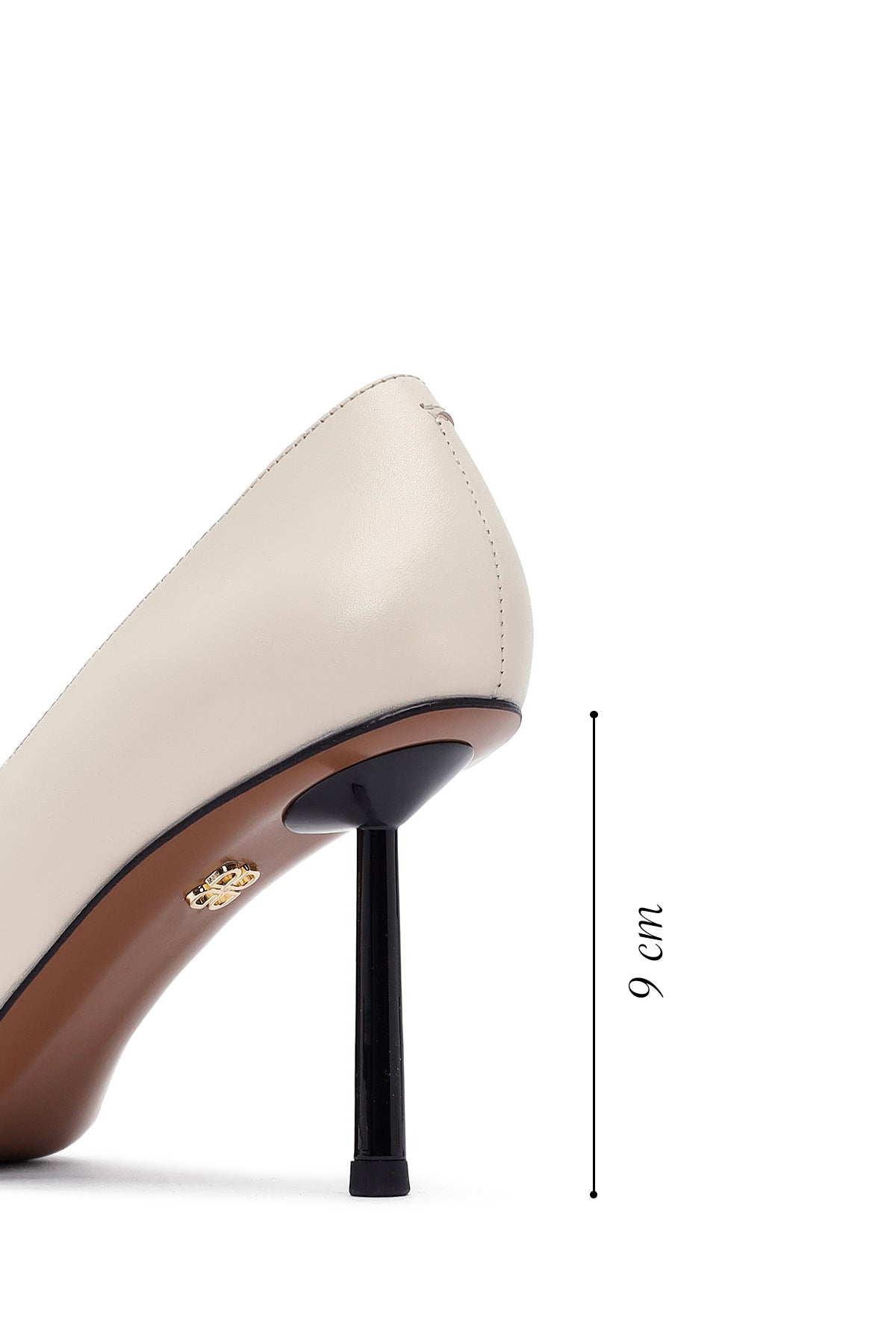 Kadın Krem İnce Topuklu Deri Stiletto