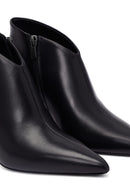 Women's Black Zippered Thin Heeled Leather Boot | Derimod