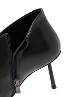 Women's Black Zippered Thin Heeled Leather Boot | Derimod