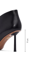 Women's Black Zippered Thin Heeled Leather Boot | Derimod