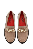 Kadın Vizon Tokalı Süet Deri Maskülen Loafer | Derimod