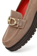 Kadın Vizon Tokalı Süet Deri Maskülen Loafer | Derimod