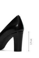 Derimod Gritti Kadın Siyah Kalın Topuklu Deri Ayakkabı | Derimod