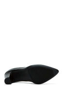 Derimod Gritti Kadın Siyah Kalın Topuklu Deri Ayakkabı | Derimod