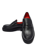 Derimod Gritti Woman Black Leather Masculine Loafer | Derimod