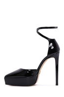 Kadın Siyah Bilekten Tokalı Platform Yüksek Topuklu Rugan Deri Ayakkabı | Derimod