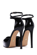 Kadın Siyah Bilekten Tokalı Platform Yüksek Topuklu Rugan Deri Ayakkabı | Derimod