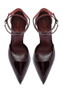 Woman Burgundy Ankle Buckle Platform High Heel Patent Leather Leather Shoe | Derimod