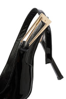 Kadın Siyah Arkası Açık Yüksek İnce Topuklu Rugan Deri Ayakkabı | Derimod