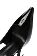 Kadın Siyah Arkası Açık Yüksek İnce Topuklu Rugan Deri Ayakkabı | Derimod