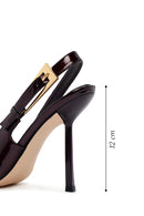 Kadın Bordo Arkası Açık Yüksek İnce Topuklu Rugan Deri Ayakkabı | Derimod