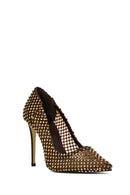 Women's Bronze Stone High Thin Heel Leather Stiletto | Derimod