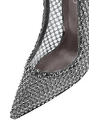 Woman Silver Stone High Thin Heels Leather Stiletto | Derimod