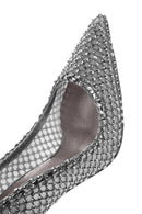 Woman Silver Stone High Thin Heels Leather Stiletto | Derimod