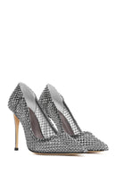 Woman Silver Stone High Thin Heels Leather Stiletto | Derimod