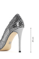 Woman Silver Stone High Thin Heels Leather Stiletto | Derimod