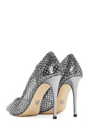 Woman Silver Stone High Thin Heels Leather Stiletto | Derimod