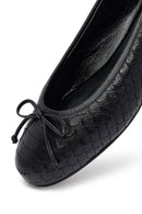 Kadın Siyah Desenli Deri Babet | Derimod