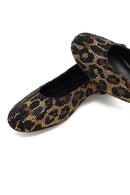 Kadın Leopar Desenli Taşlı Deri Babet | Derimod