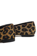 Kadın Leopar Desenli Taşlı Deri Babet | Derimod