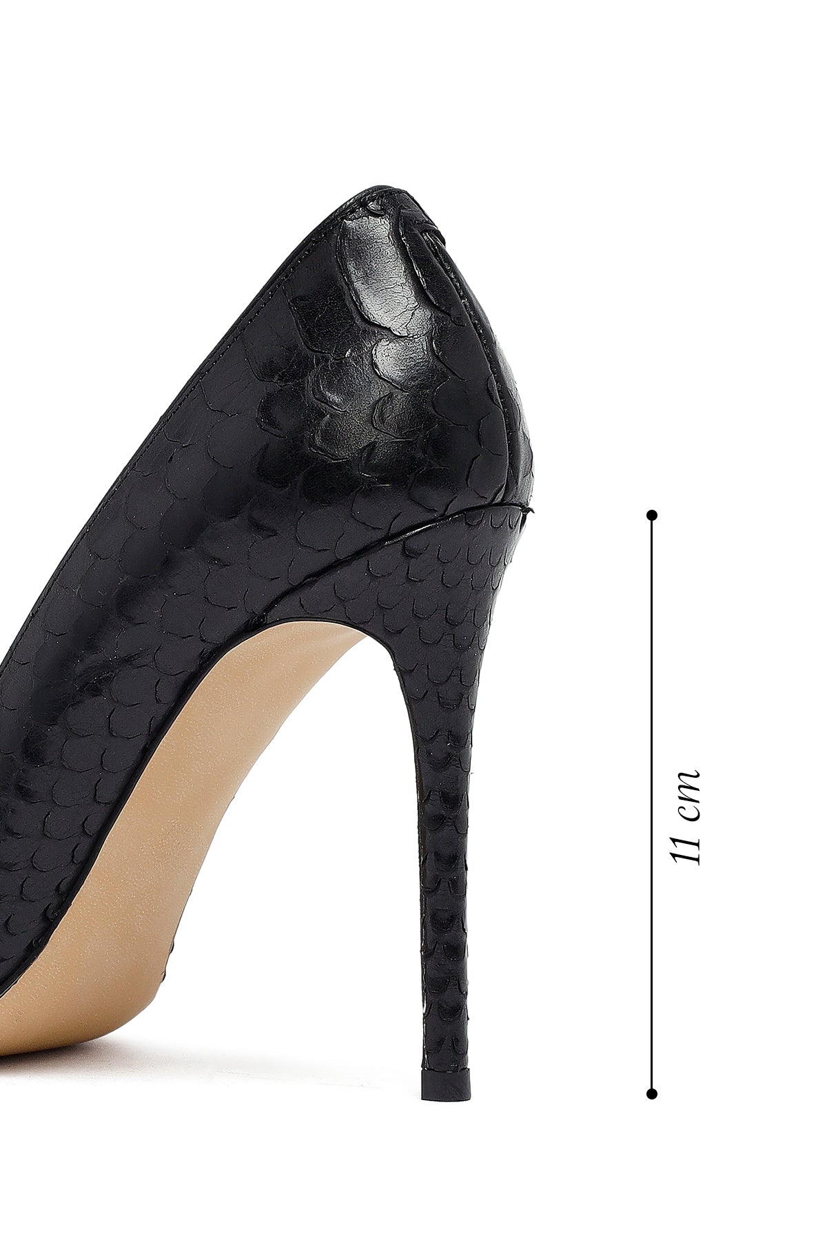 Kadın Siyah Desenli Yüksek İnce Topuklu Deri Stiletto