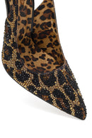 Kadın Leopar Desenli Taşlı Arkası Açık Yüksek İnce Topuklu Deri Ayakkabı | Derimod