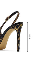 Kadın Leopar Desenli Taşlı Arkası Açık Yüksek İnce Topuklu Deri Ayakkabı | Derimod