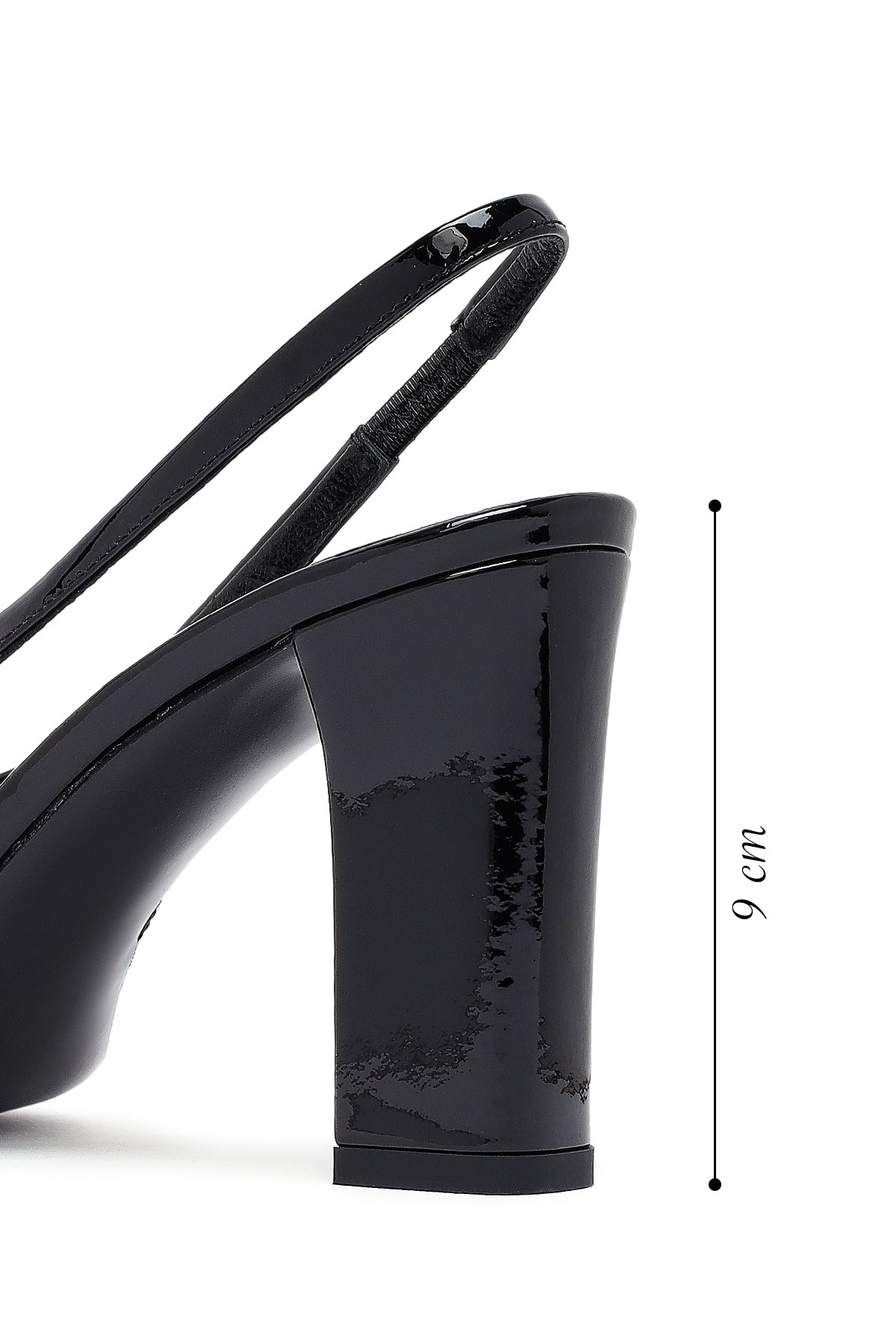 Kadın Siyah Arkası Açık Kalın Topuklu Rugan Deri Ayakkabı