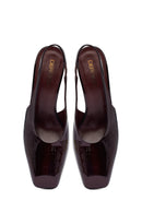 Woman Burgundy Open Back Thick Heel Patent Leather Leather Shoe | Derimod