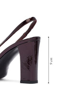 Woman Burgundy Open Back Thick Heel Patent Leather Leather Shoe | Derimod