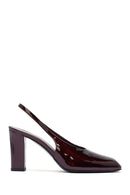 Woman Burgundy Open Back Thick Heel Patent Leather Leather Shoe | Derimod