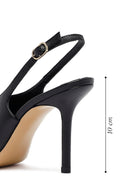Woman Black Buckled Slingback High Thin Heel Leather Shoe | Derimod