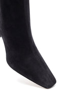 Kadın Siyah Fermuarlı Kısa Topuklu Süet Deri Bot | Derimod