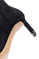 Kadın Siyah Fermuarlı Kısa Topuklu Süet Deri Bot | Derimod