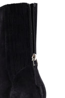 Kadın Siyah Fermuarlı Kısa Topuklu Süet Deri Bot | Derimod