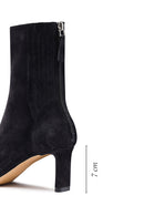Kadın Siyah Fermuarlı Kısa Topuklu Süet Deri Bot | Derimod
