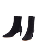 Kadın Siyah Fermuarlı Kısa Topuklu Süet Deri Bot | Derimod